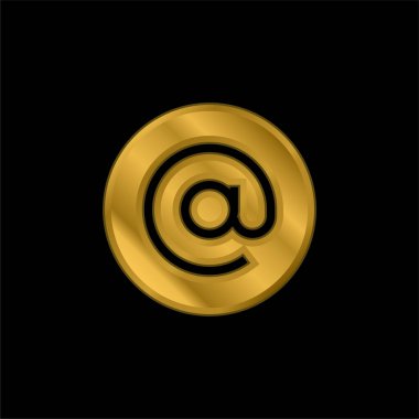 Arroba altın kaplama metalik simge veya logo vektörü