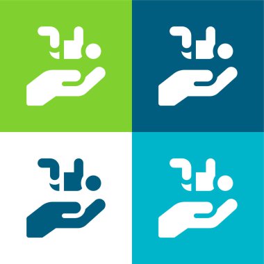 Evlat Edinme Düz 4 renk minimal simgesi seti