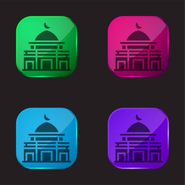 Al Aqsa Camii dört renkli cam düğme simgesi