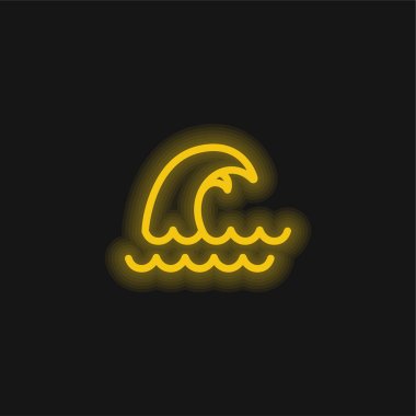 Büyük dalga sarı parlak neon simgesi