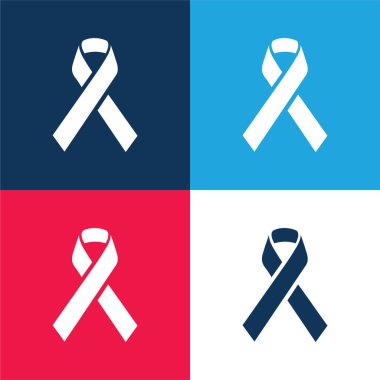 Awareness Ribbon blue and red four color minimal icon set clipart
