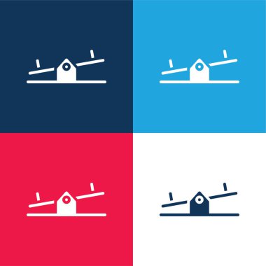 Balancer blue and red four color minimal icon set clipart