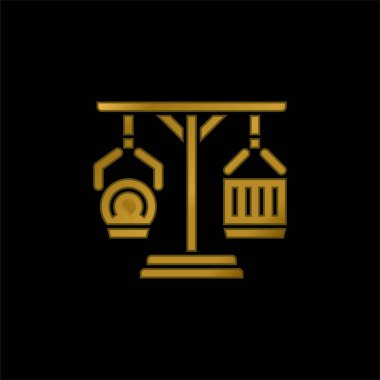 Altın kaplama metalik simge veya logo vektörünü dengele