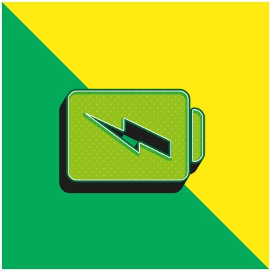 Pil Doldurulmuş Sembol Yeşil ve Sarı 3D vektör simgesi logosu