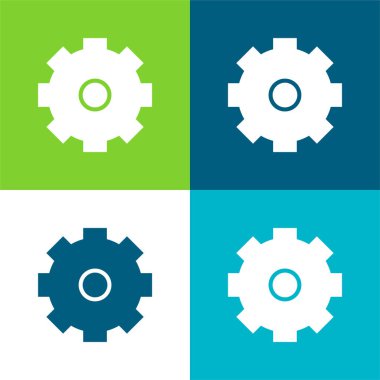 Big Cogwheel Flat four color minimal icon set clipart