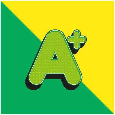 A + Mark Green ve sarı 3d vektör simgesi logosu