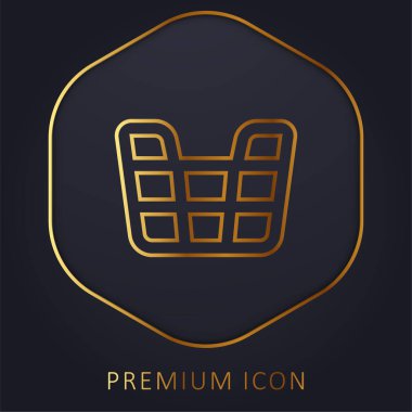 Sepet altın çizgi prim logosu veya simgesi