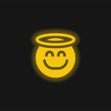 Angel yellow glowing neon icon clipart