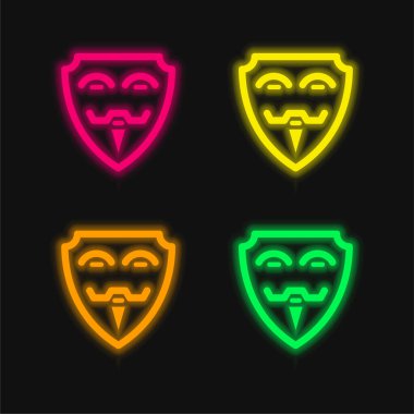 İsimsiz dört renk parlayan neon vektör simgesi