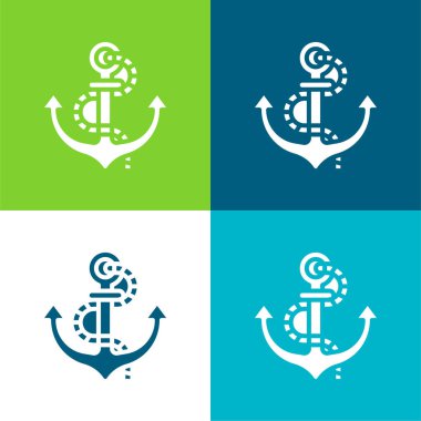 Anchor Düz 4 renk en küçük simge kümesi