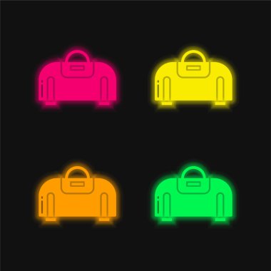 Dört renkli parlak neon vektör simgesi