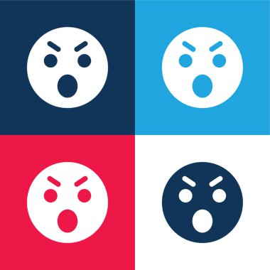 Kızgın mavi ve kırmızı dört renk en düşük simge kümesi