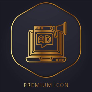 Altın çizgi prim logosu veya simgesi reklamı