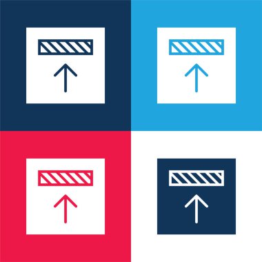 Hizalama mavi ve kırmızı dört renk minimal simge seti