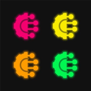 Artificial Intelligence four color glowing neon vector icon clipart