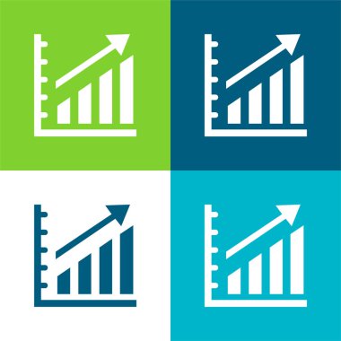 Yükselen İstatistikler Grafiksel Düz 4 renk minimal simgesi seti