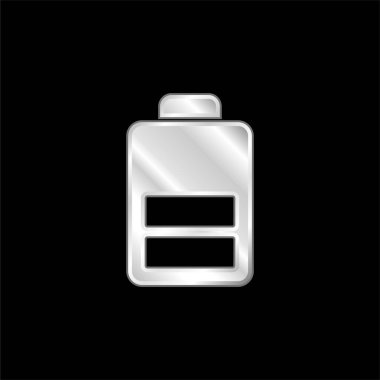 Battery silver plated metallic icon clipart