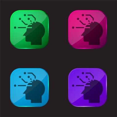 Yapay Zeka dört renk cam simgesi