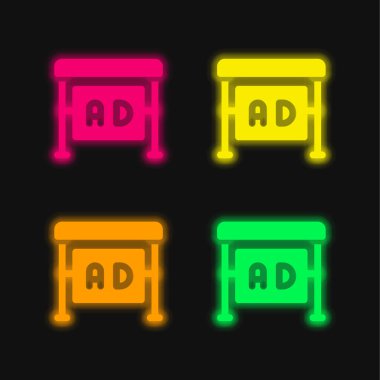 Dört renk parlayan neon vektör simgesi ekle