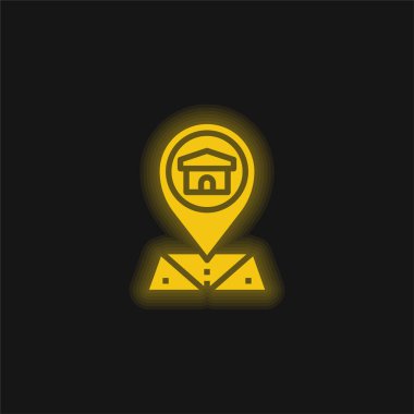 Address yellow glowing neon icon clipart
