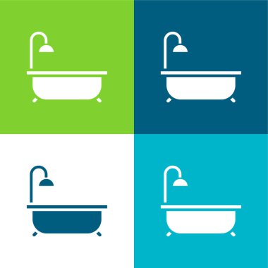 Küvet Düz 4 renk simgesi seti