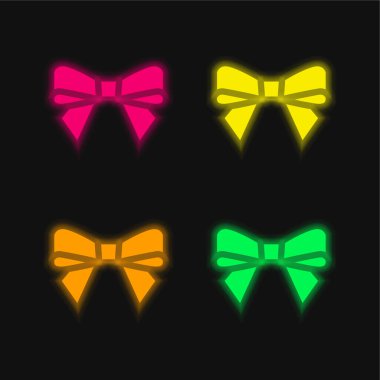 Dört renk parlayan neon vektör simgesi