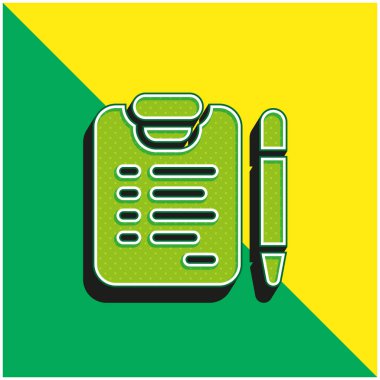 Evlat Edinme Formu Yeşil ve Sarı 3D vektör simgesi