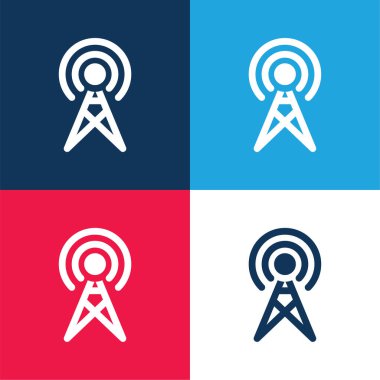 Anten mavi ve kırmızı dört renk minimal simge kümesi