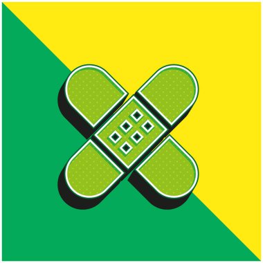 Bandaj Yeşil ve sarı modern 3d vektör simgesi logosu