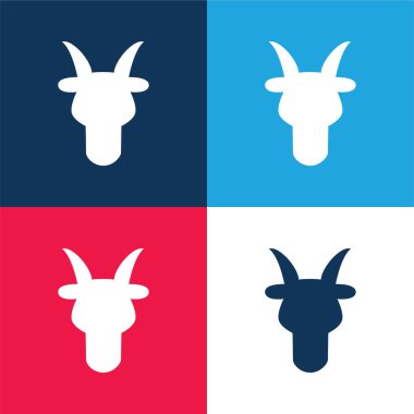 Aries Boğa Başı Ön Şekil Sembol Mavi ve Kırmızı Minimum Renk Simgesi