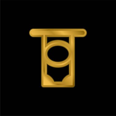 ATM altın kaplama metalik simge veya logo vektörü