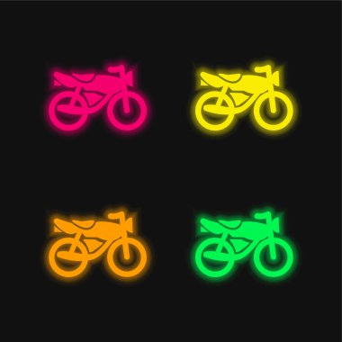 Siyah Motosiklet Parlak neon vektör simgesi