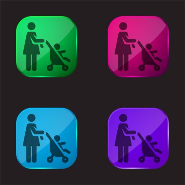 Bebek Arabası Dört renkli cam simge