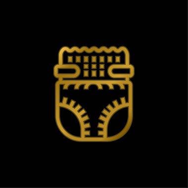 Bebek bezi altın kaplama metalik simge veya logo vektörü