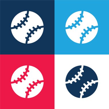 Baseball blue and red four color minimal icon set clipart