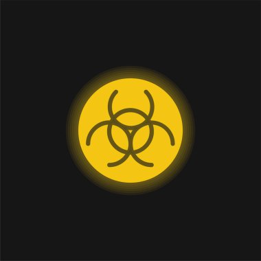 Biyolojik Tehlike sarı parlak neon simgesi