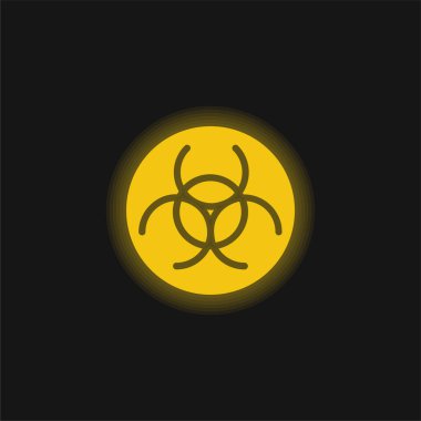Biological Hazard yellow glowing neon icon clipart