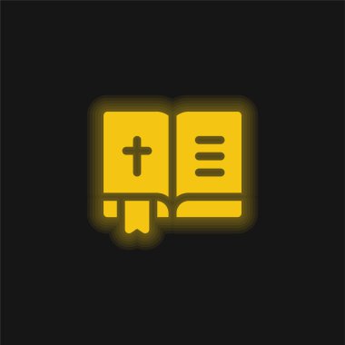 Bible yellow glowing neon icon clipart