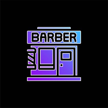 Berber dükkanı mavi gradyan vektör simgesi