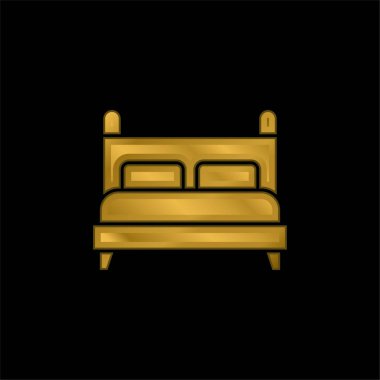 Yatak altın kaplamalı metalik simge veya logo vektörü