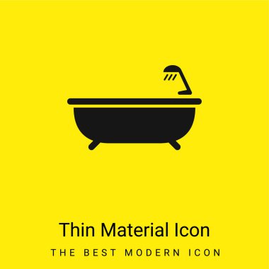 Bath Tub With Shower minimal bright yellow material icon clipart