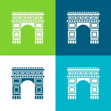 Arc De Triomphe Flat four color minimal icon set clipart