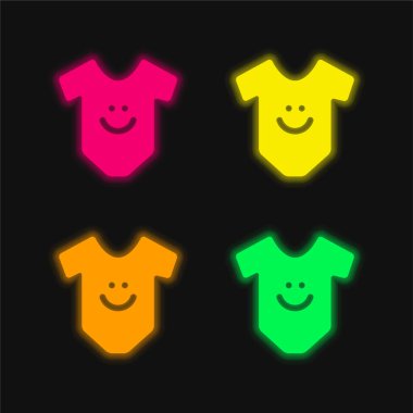 Bebek Giysileri 4 renkli parlayan neon vektör simgesi