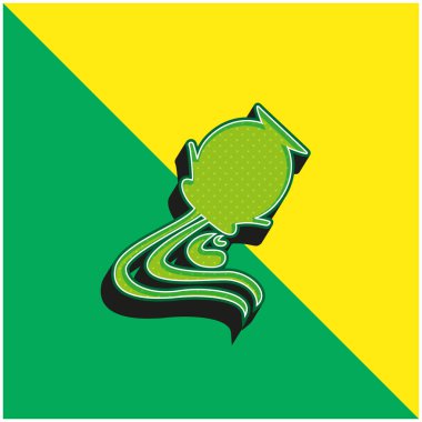 Kova burcu Sembol Yeşil ve sarı 3D vektör simgesi logosu