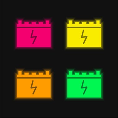 Pil dört renk parlayan neon vektör simgesi