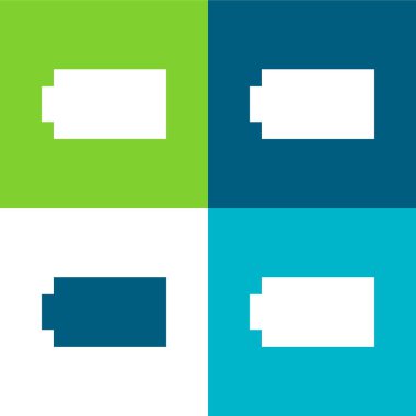 Batarya Siyah Siluet Düz 4 renk simgesi seti