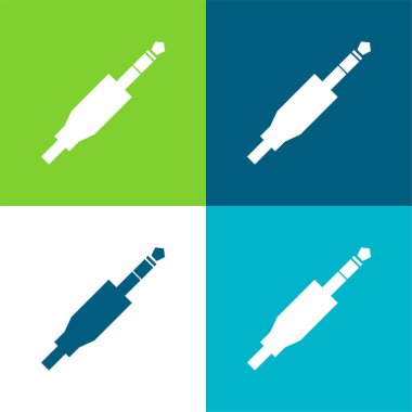 Ses Jack Bağlantısı Düz 4 renk minimal simgesi
