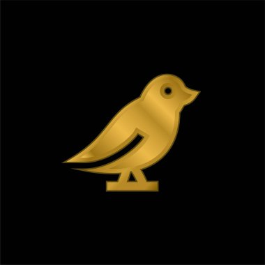 Bird gold plated metalic icon or logo vector clipart