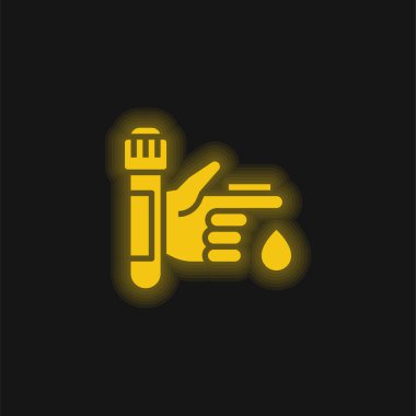 Kan testi sarı parlayan neon simgesi