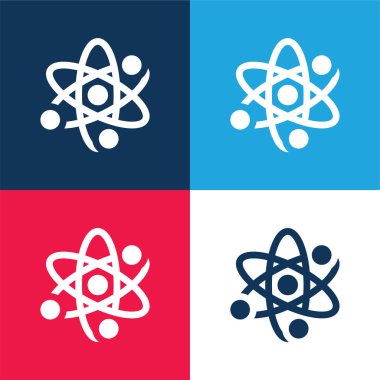 Atom mavi ve kırmızı dört renk en küçük simge kümesi
